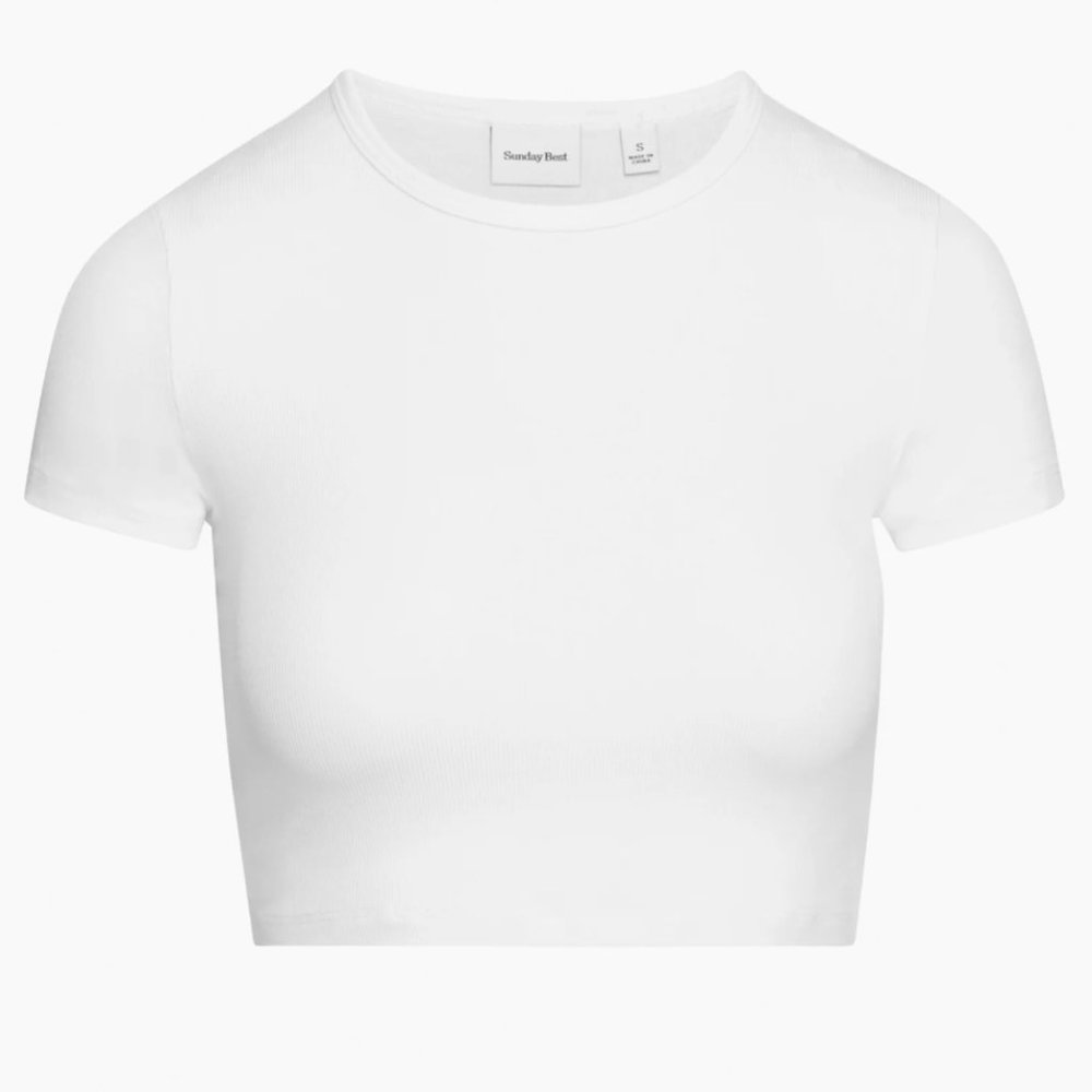 Aritzia Sunday Best Bliss Cropped T-Shirt ( White | S)